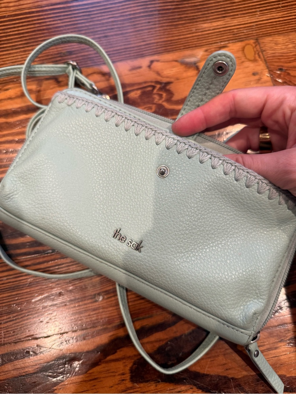 The Sak Mint Green Leather Crossbody Wallet - Picture 4 of 7